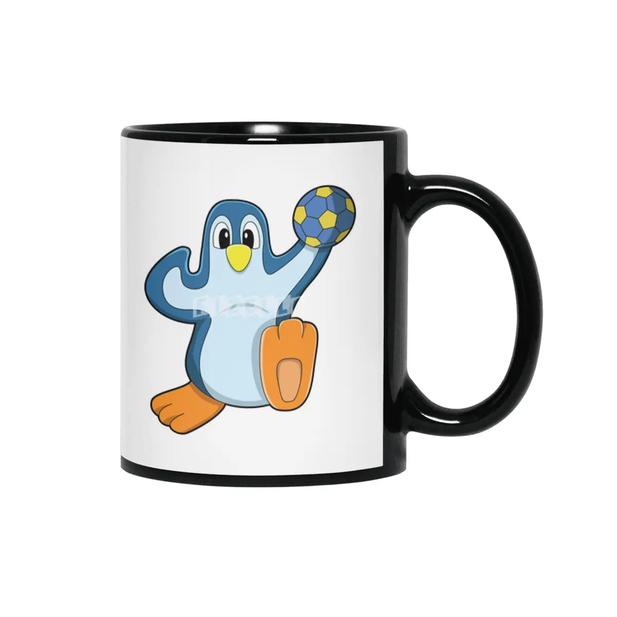 Penguin as Handball player with Handball Siyah Kupa