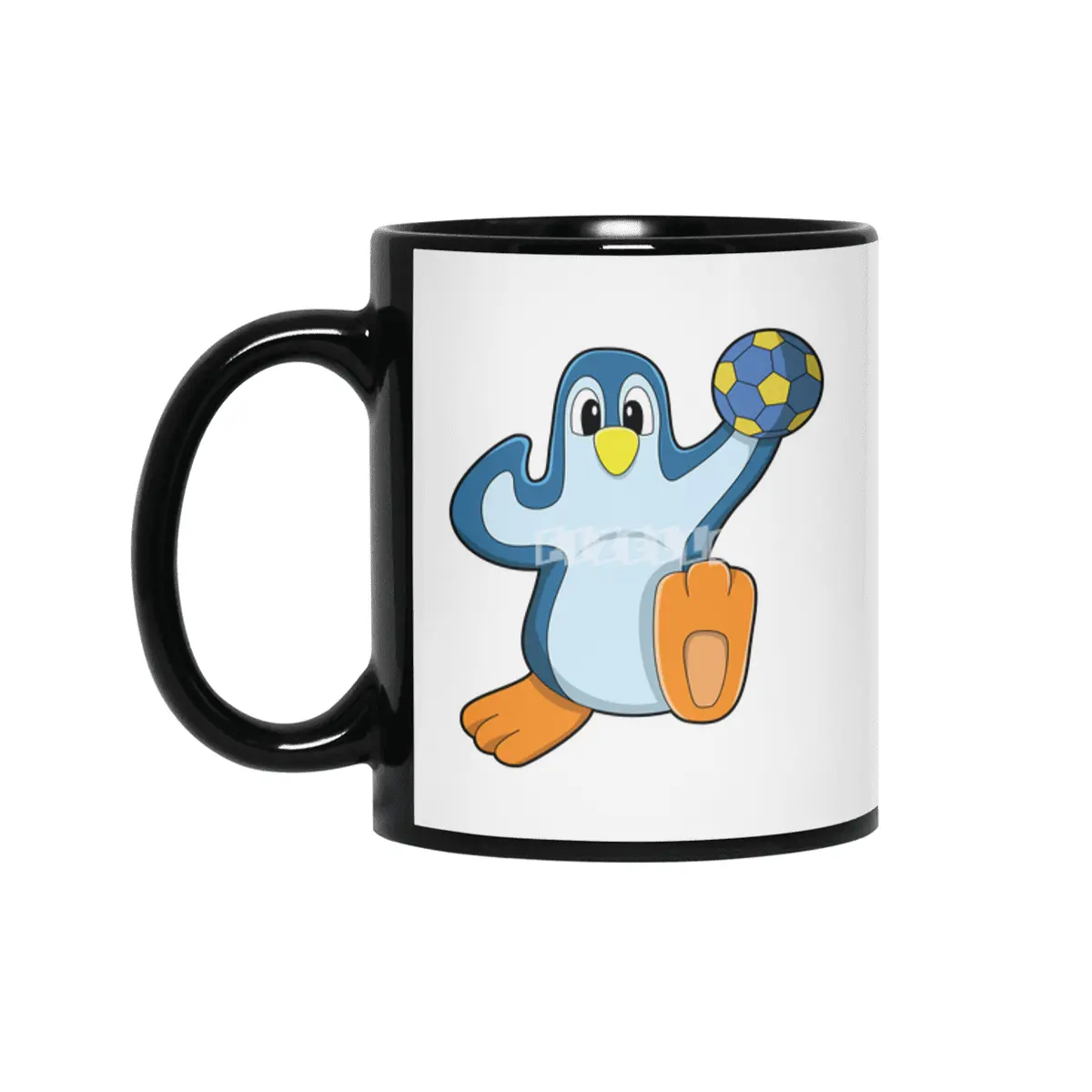 Penguin as Handball player with Handball Siyah Kupa