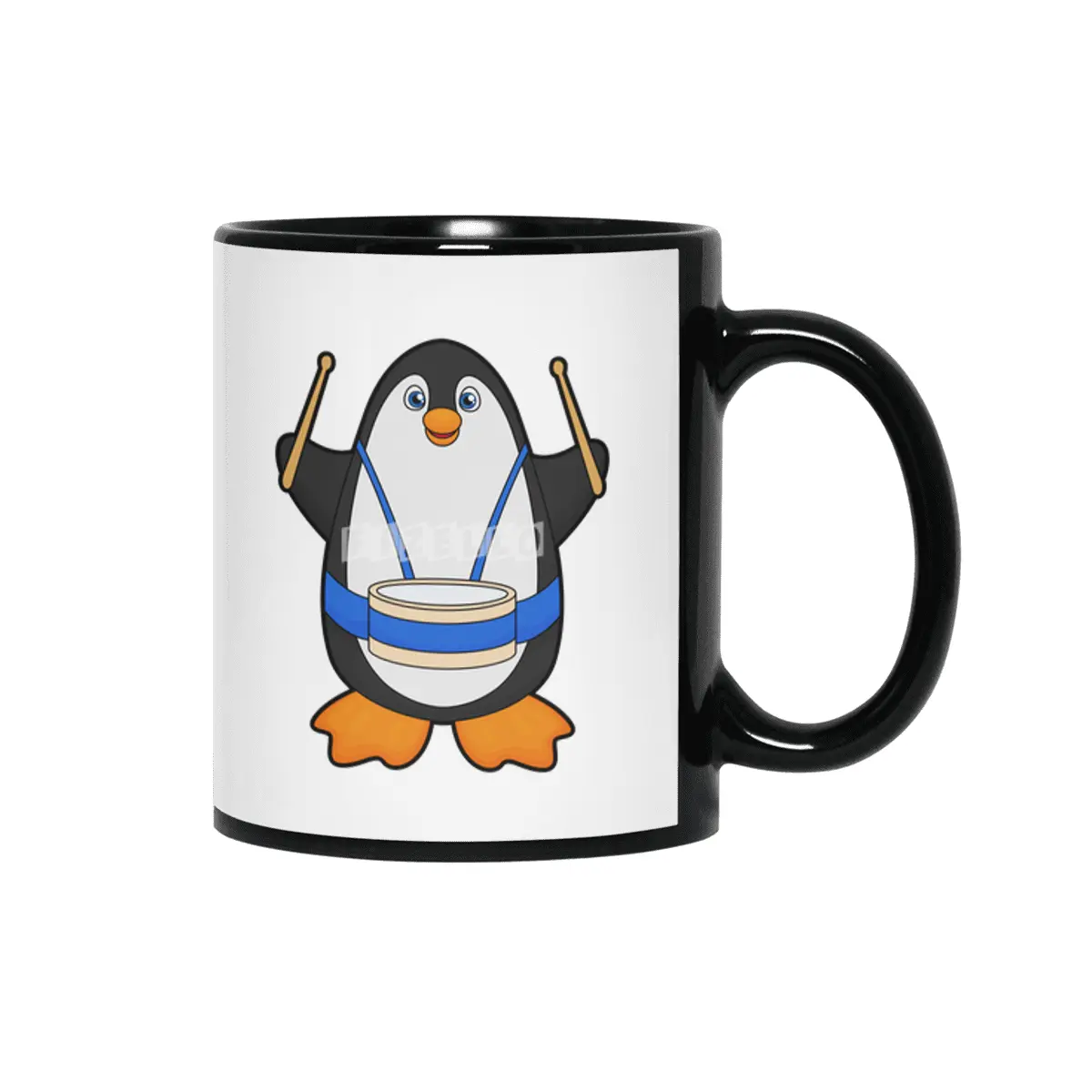 Penguin as Musician with Drum Siyah Kupa