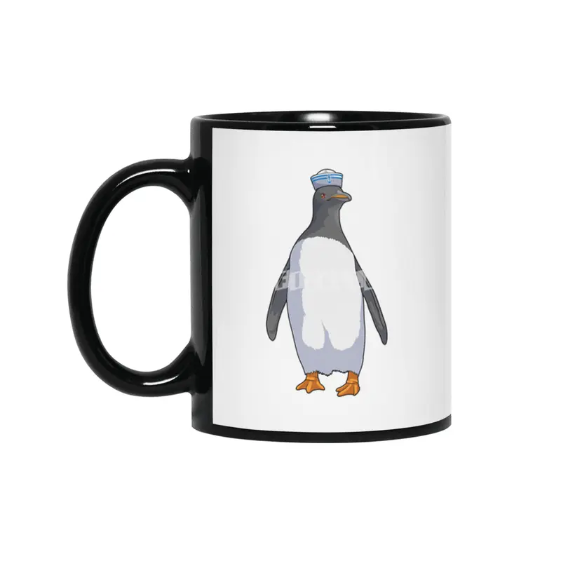 Penguin as Sailor with Hat Siyah Kupa