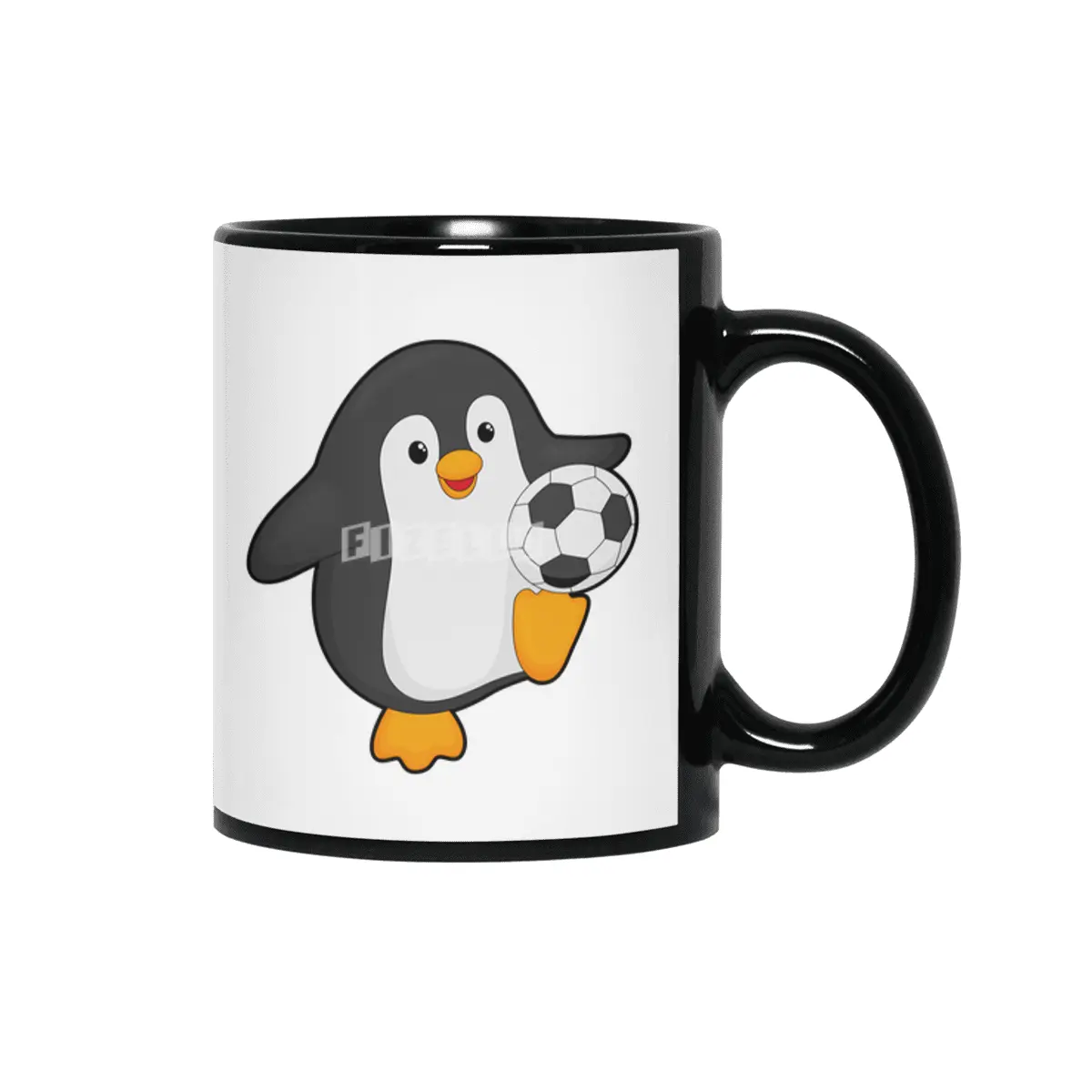 Penguin as Soccer player with Soccer ball Siyah Kupa