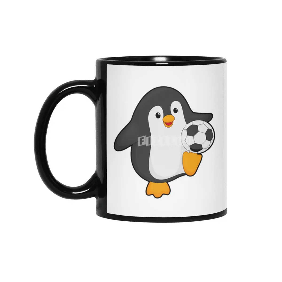 Penguin as Soccer player with Soccer ball Siyah Kupa