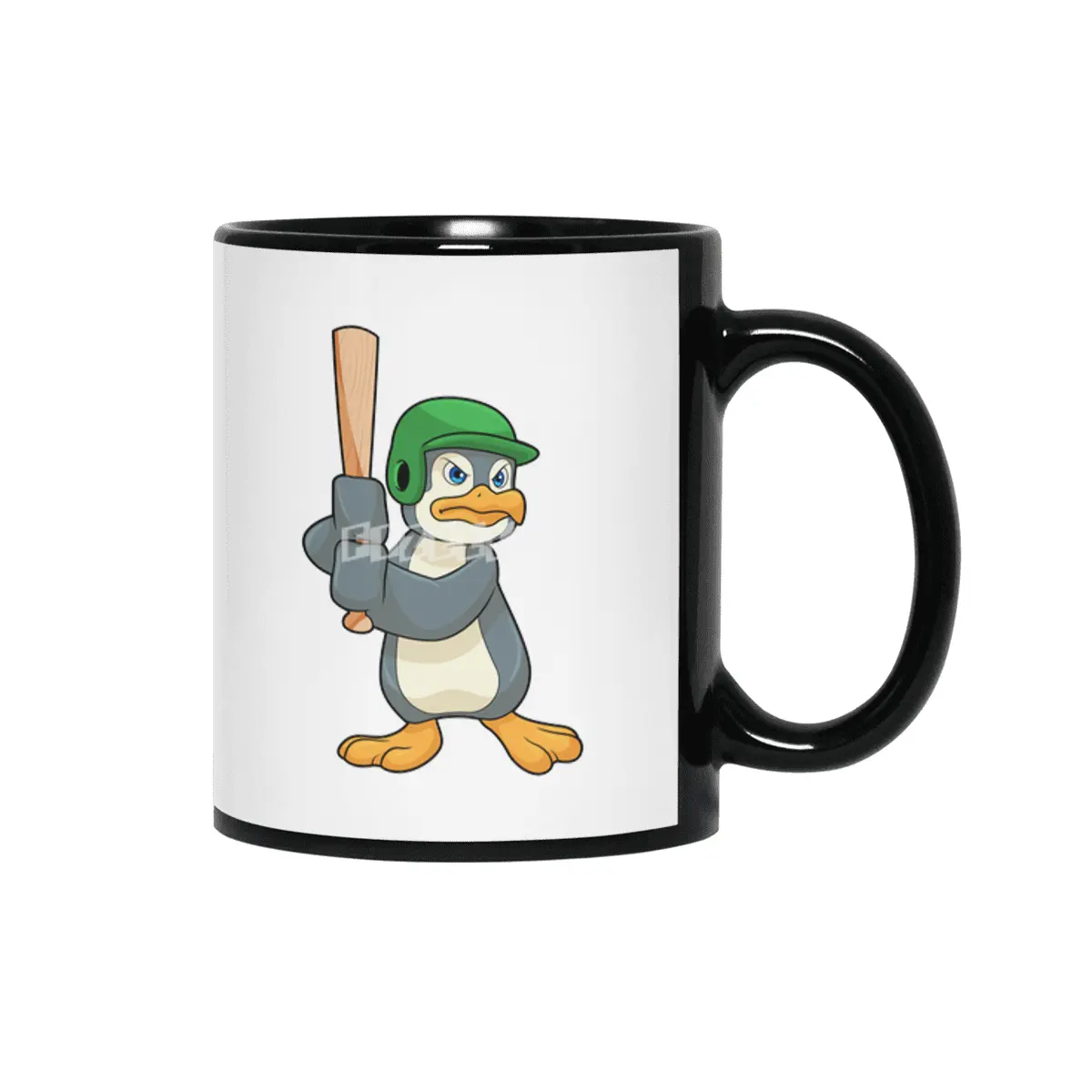 Penguin at Baseball with Baseball bat & Helmet Siyah Kupa
