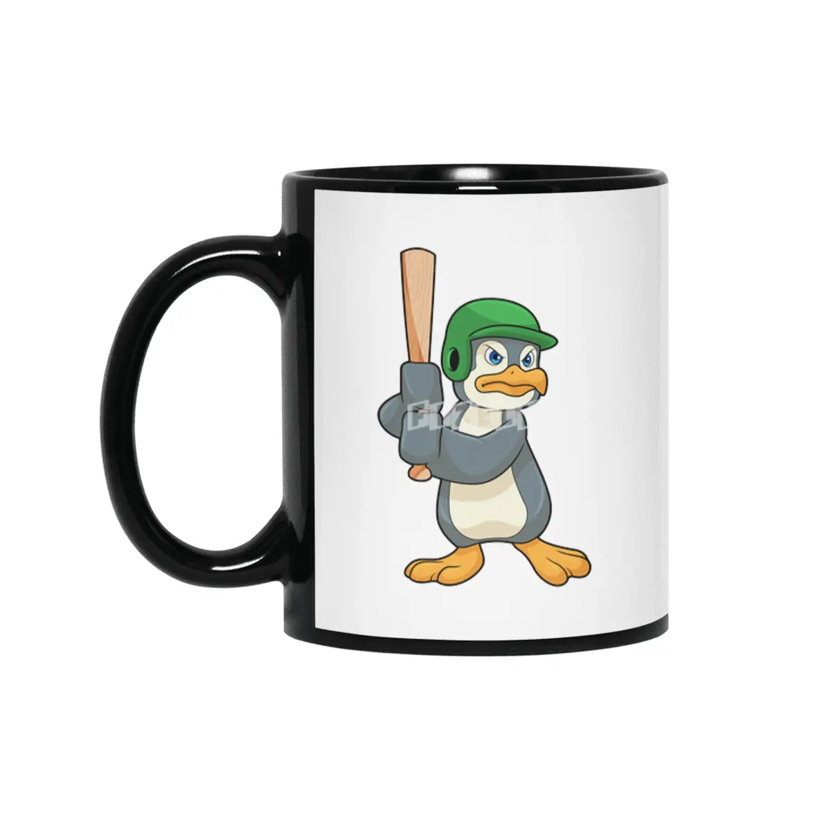 Penguin at Baseball with Baseball bat & Helmet Siyah Kupa