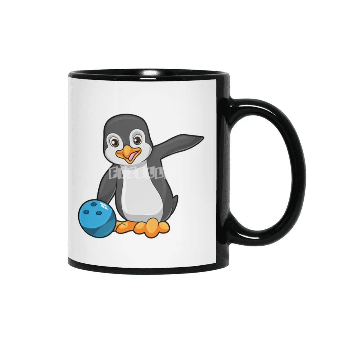 Penguin at Bowling with Bowling ball Siyah Kupa