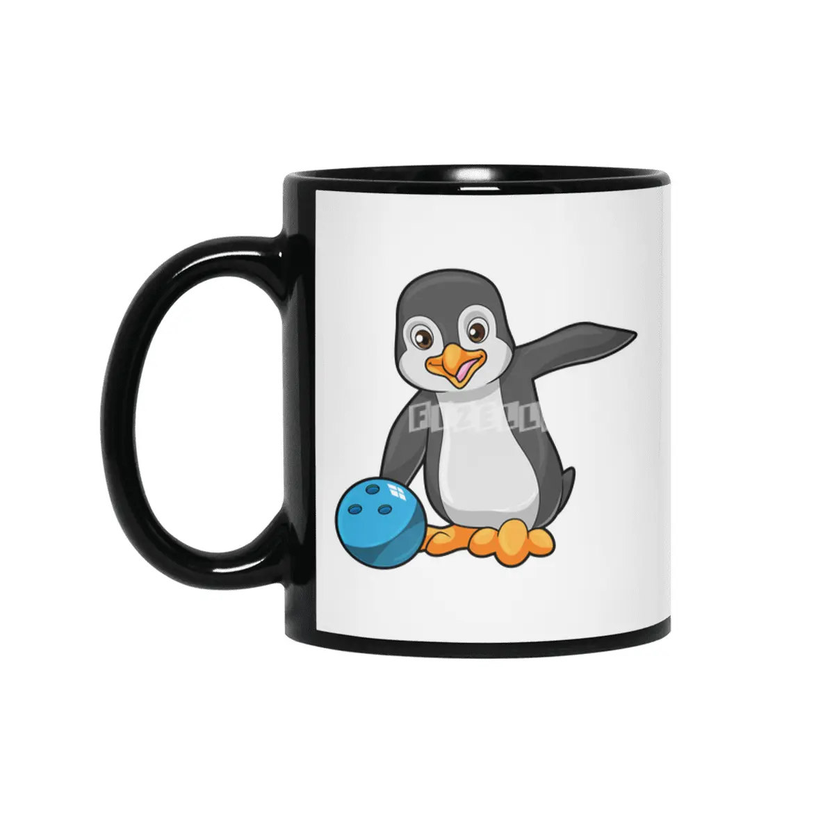 Penguin at Bowling with Bowling ball Siyah Kupa