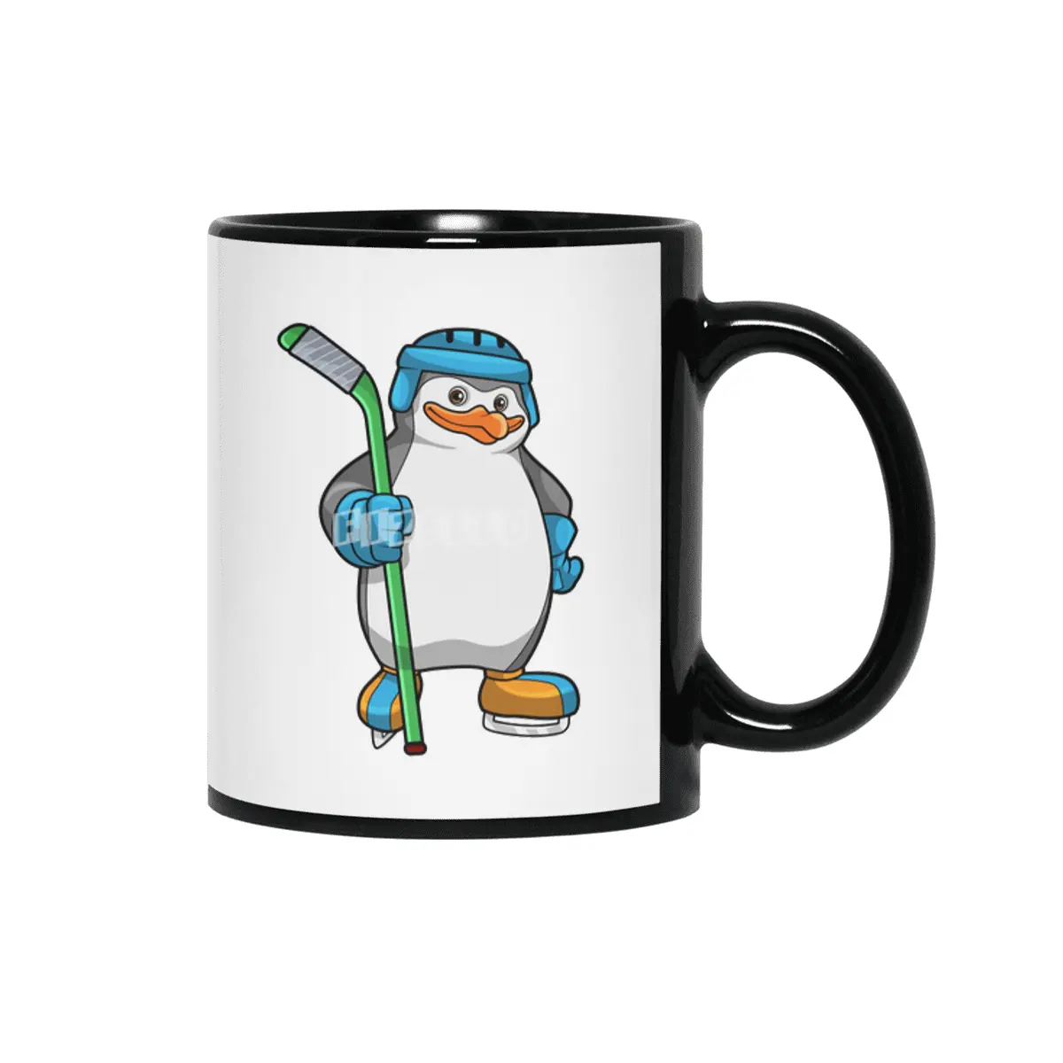 Penguin at Ice hockey with Ice hockey stick Siyah Kupa