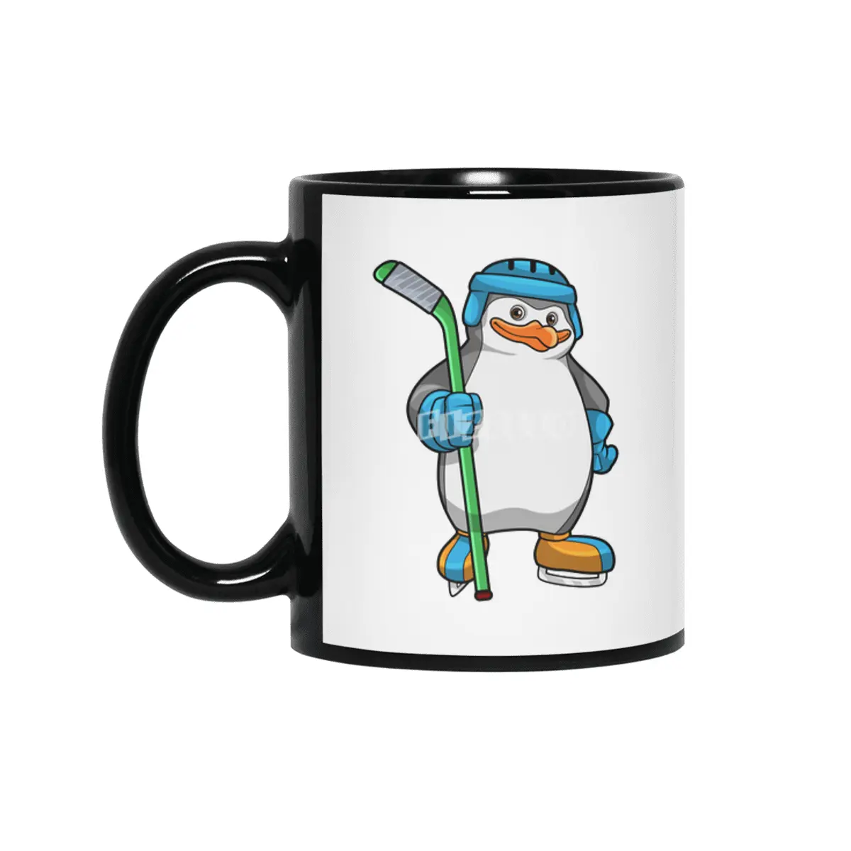 Penguin at Ice hockey with Ice hockey stick Siyah Kupa