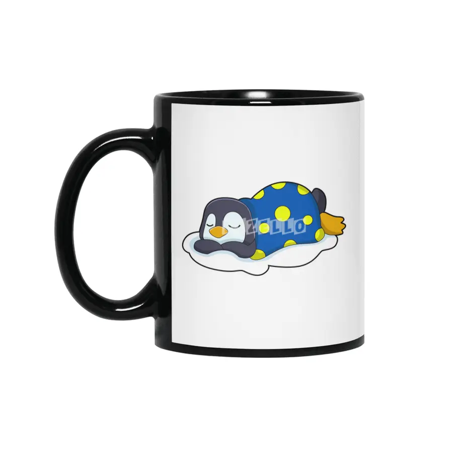 Penguin at Sleeping with Blanket Siyah Kupa
