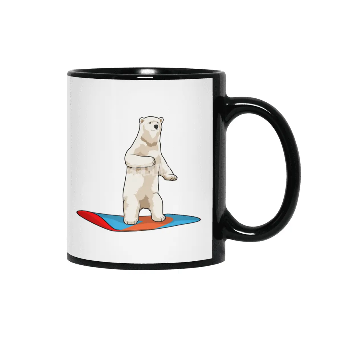 Polar bear as Snowboarder with Snowboard Siyah Kupa