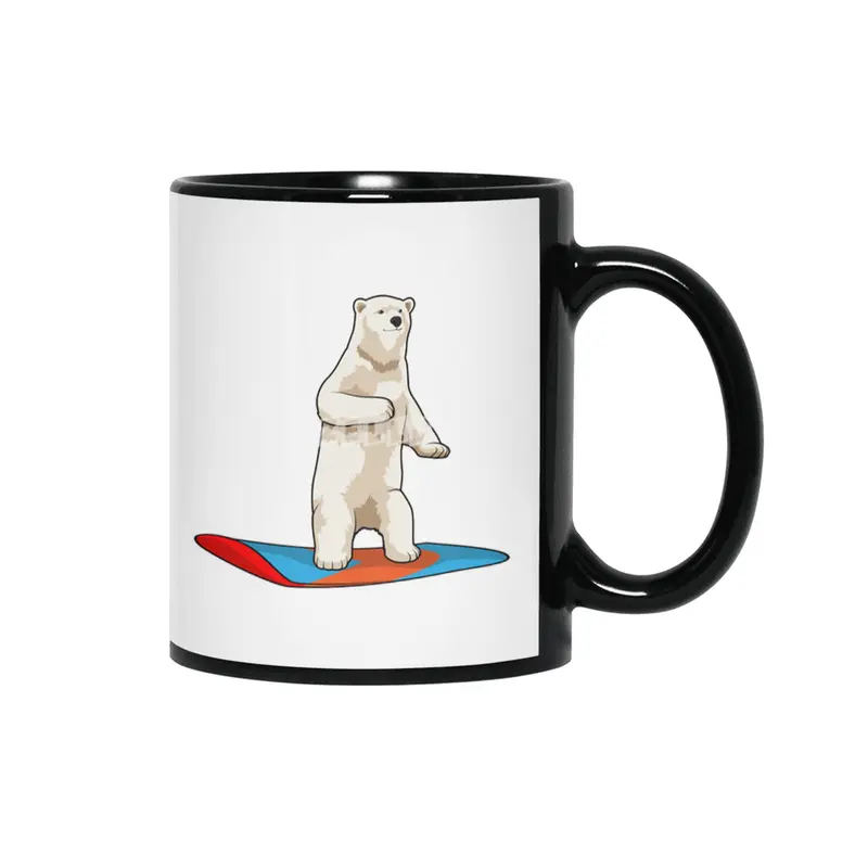 Polar bear as Snowboarder with Snowboard Siyah Kupa