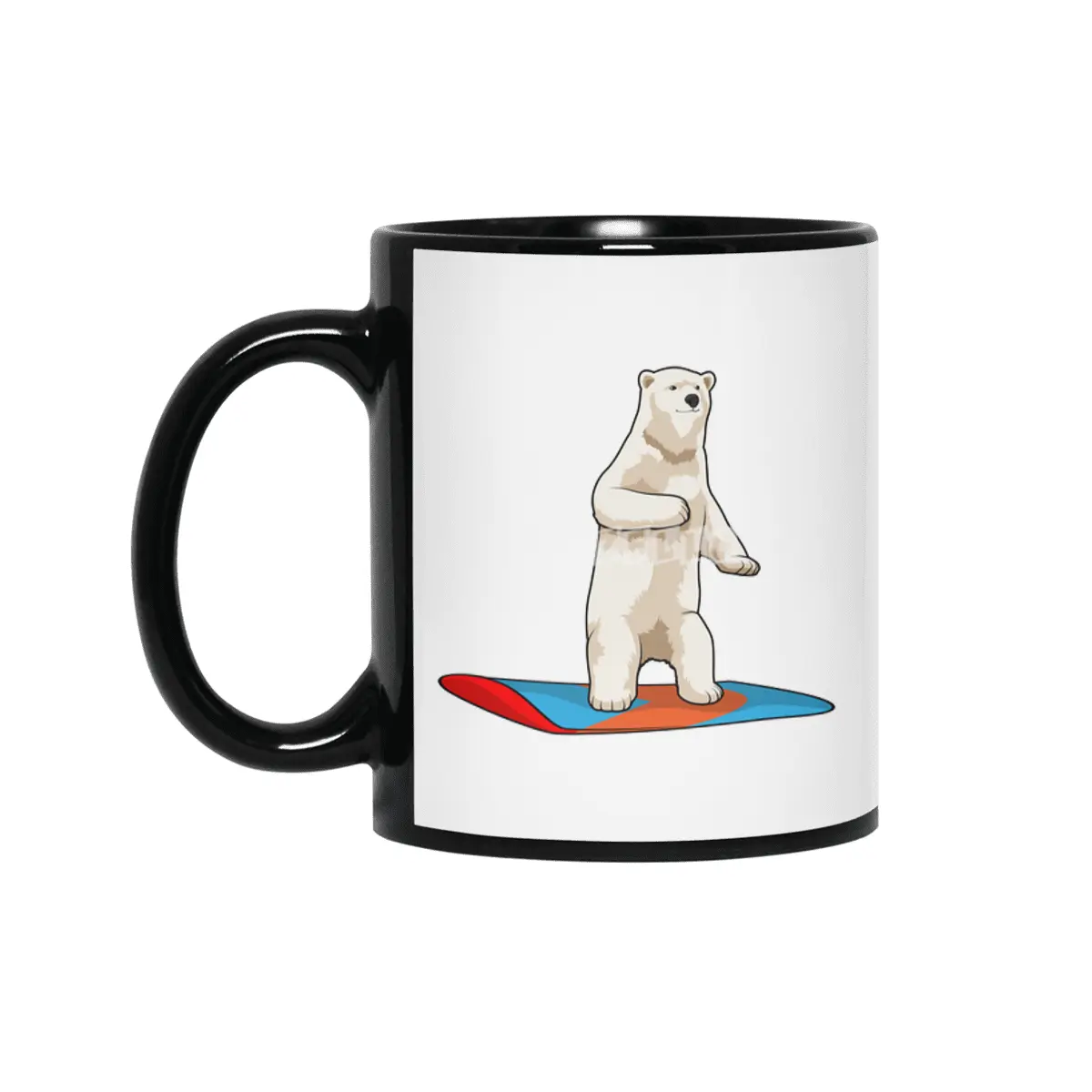 Polar bear as Snowboarder with Snowboard Siyah Kupa