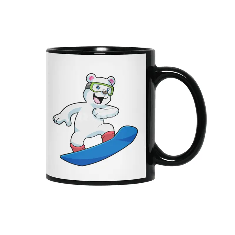 Polar bear as Snowboarder with Snowboard Siyah Kupa