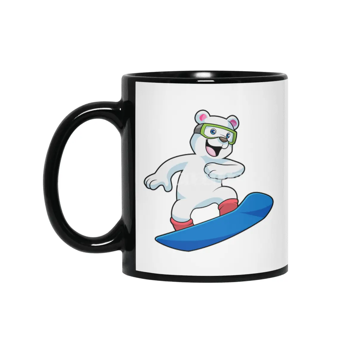 Polar bear as Snowboarder with Snowboard Siyah Kupa