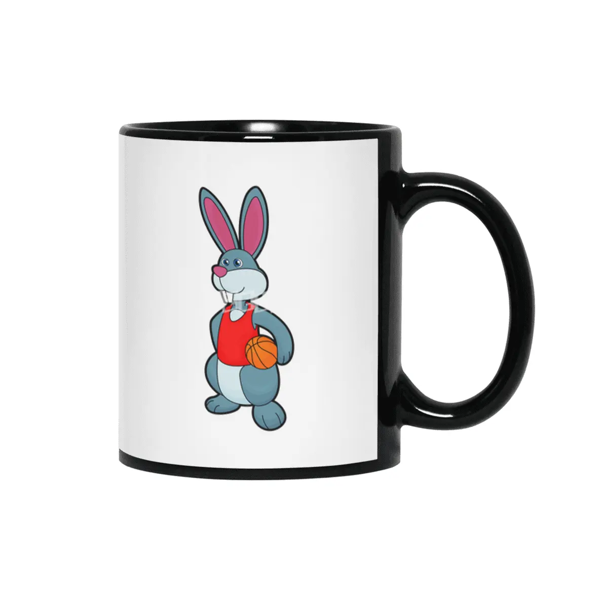 Rabbit as Basketball player with Basketball Siyah Kupa