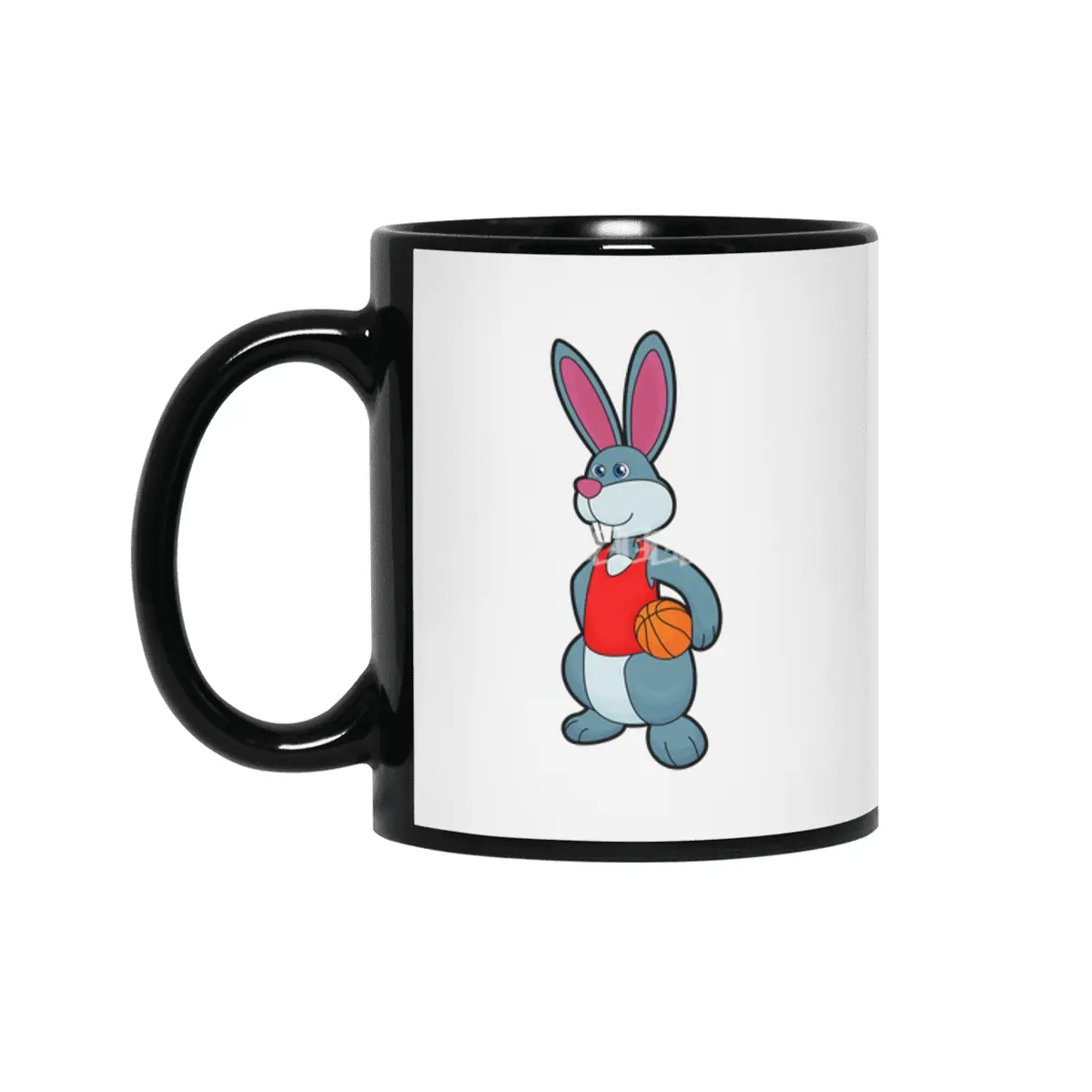 Rabbit as Basketball player with Basketball Siyah Kupa