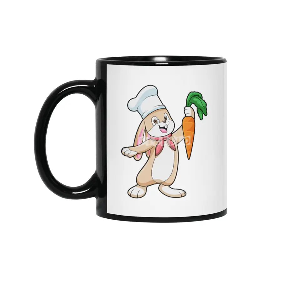 Rabbit as Cook with Carrot Siyah Kupa