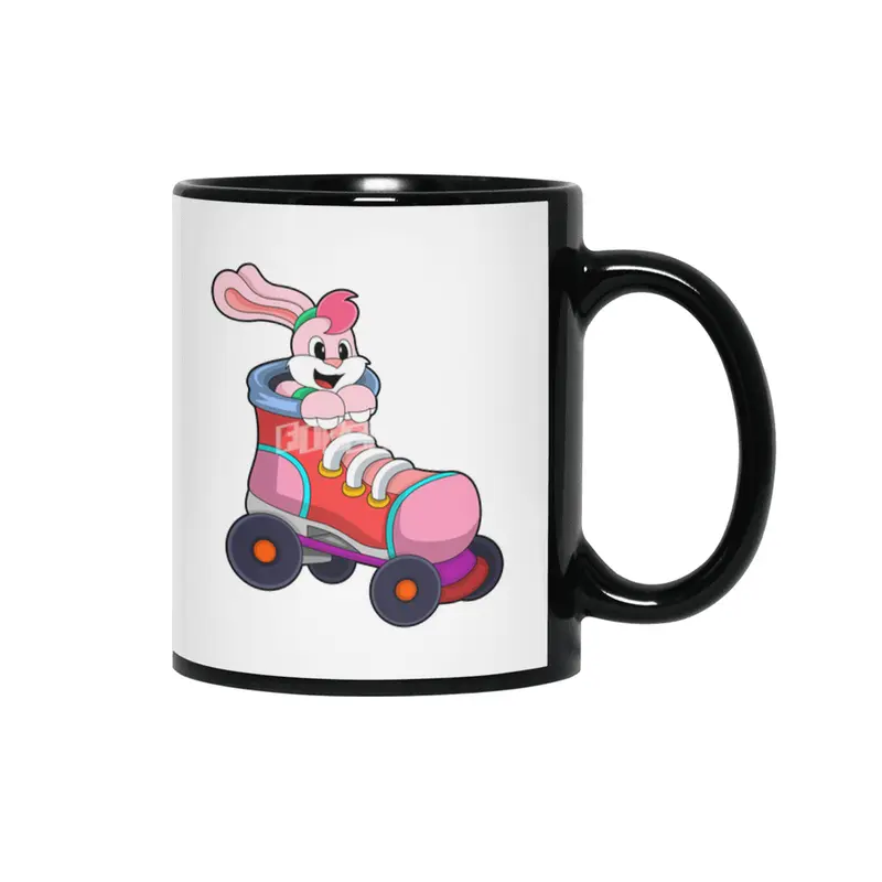 Rabbit as Inline Skater with Inline Skates Siyah Kupa