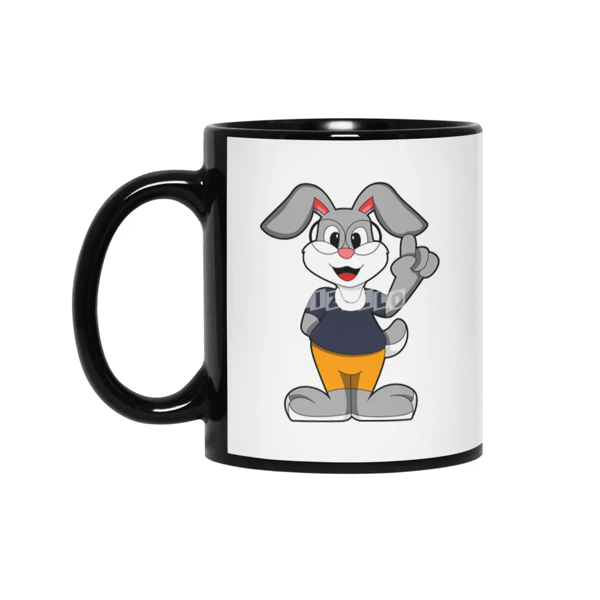 Rabbit as Nerd with Glasses Siyah Kupa