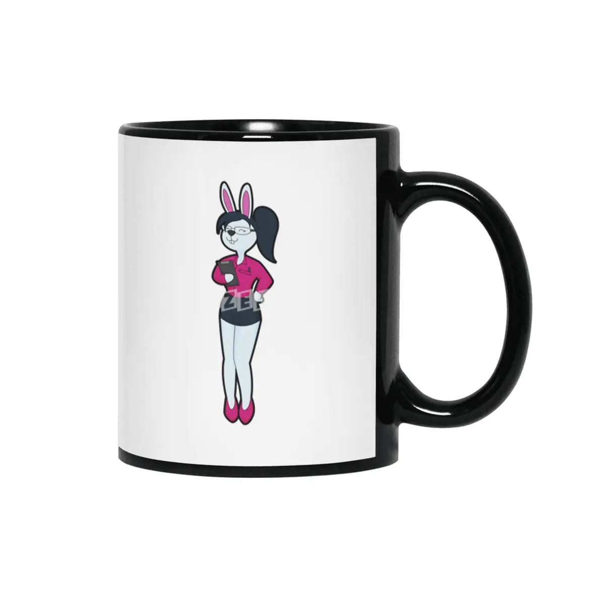 Rabbit as Secretary with Notepad & Glasses Siyah Kupa