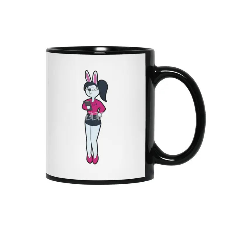 Rabbit as Secretary with Notepad & Glasses Siyah Kupa