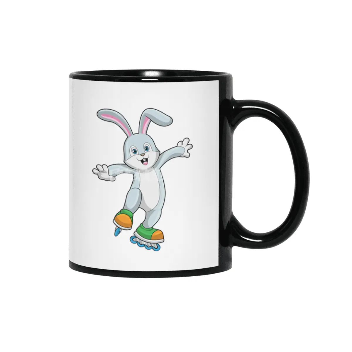Rabbit as Skater with Inline skates Siyah Kupa