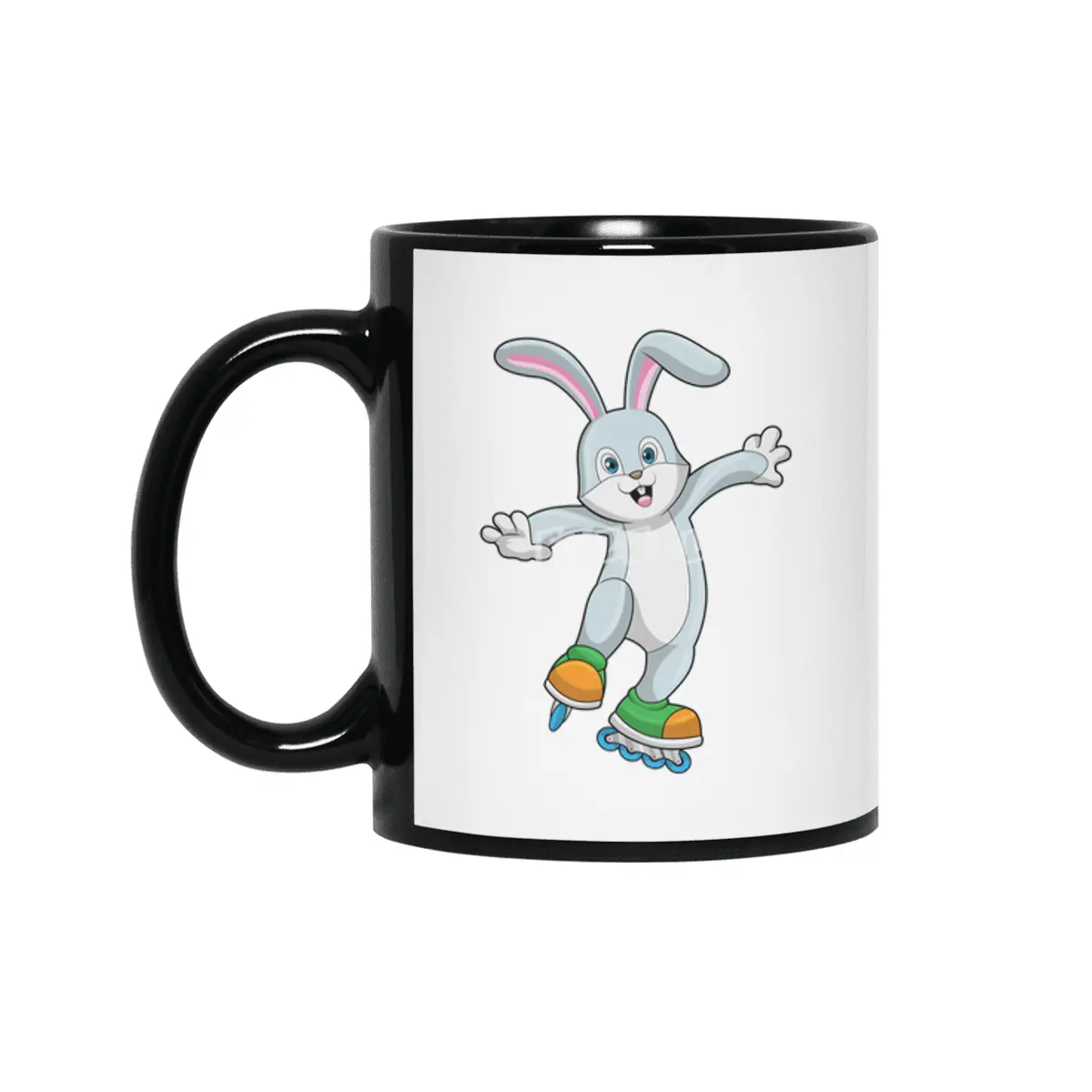Rabbit as Skater with Inline skates Siyah Kupa
