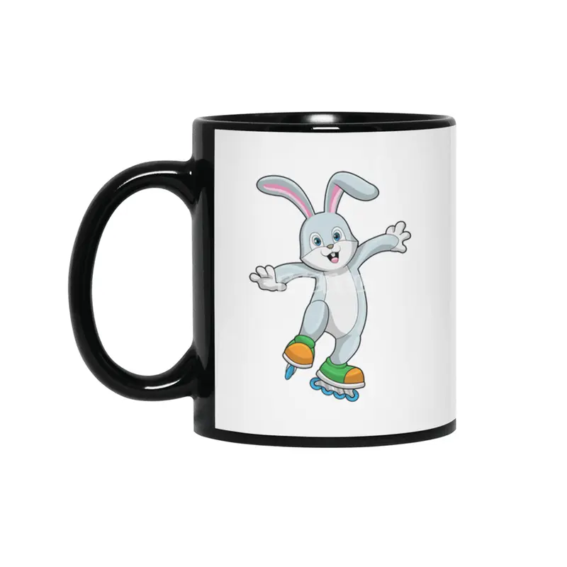 Rabbit as Skater with Inline skates Siyah Kupa