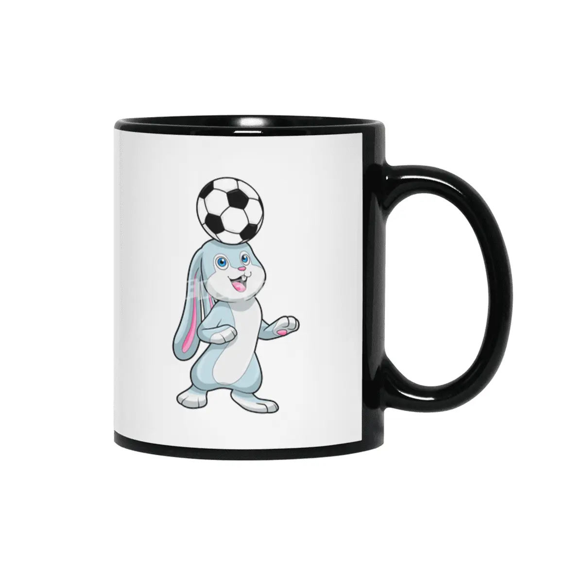 Rabbit as Soccer player with Soccer ball Siyah Kupa