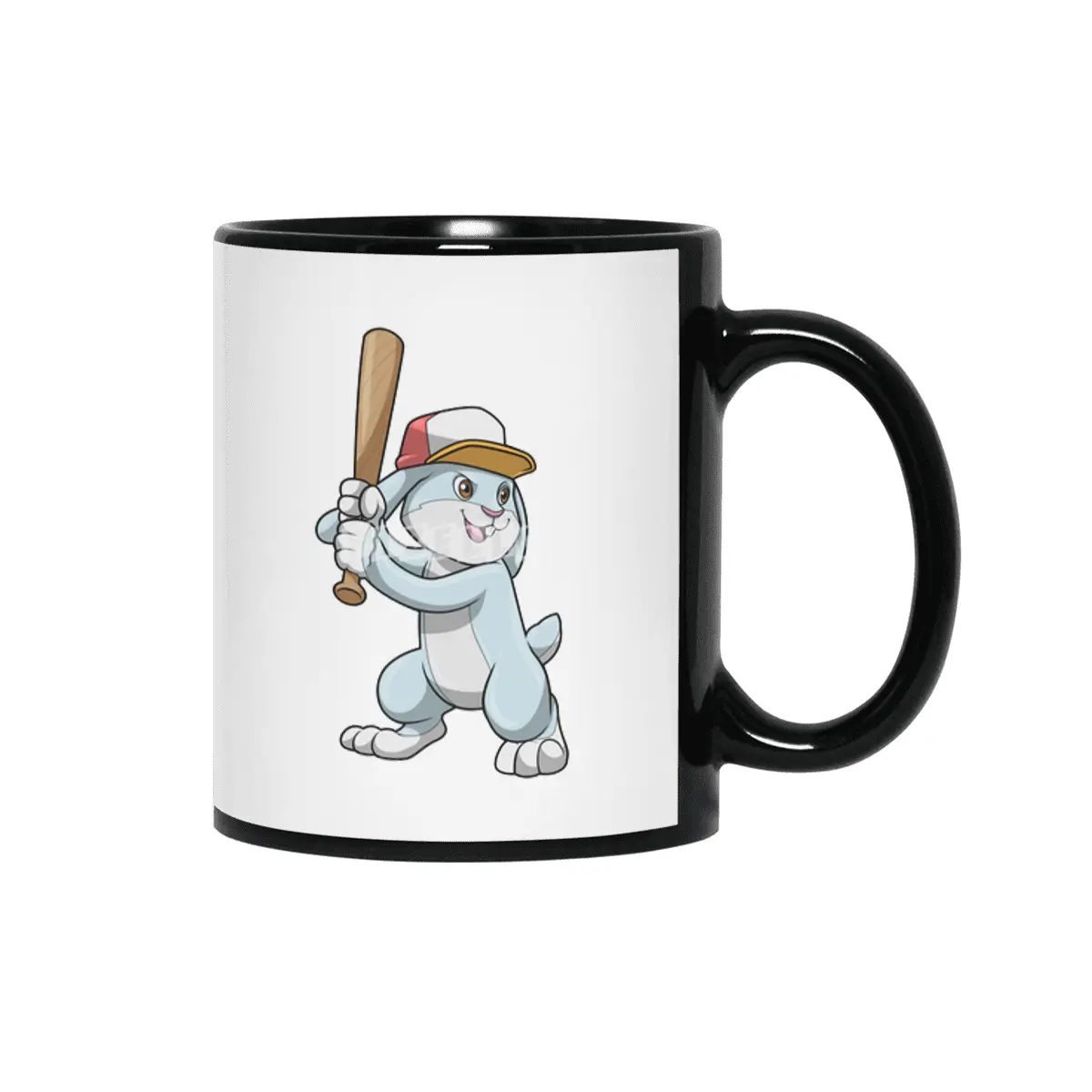 Rabbit at Baseball with Baseball bat Siyah Kupa