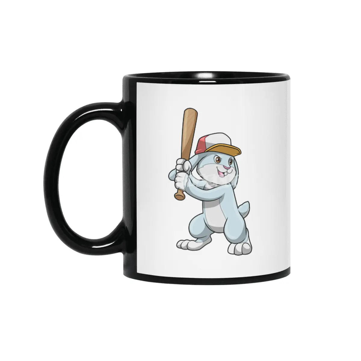 Rabbit at Baseball with Baseball bat Siyah Kupa