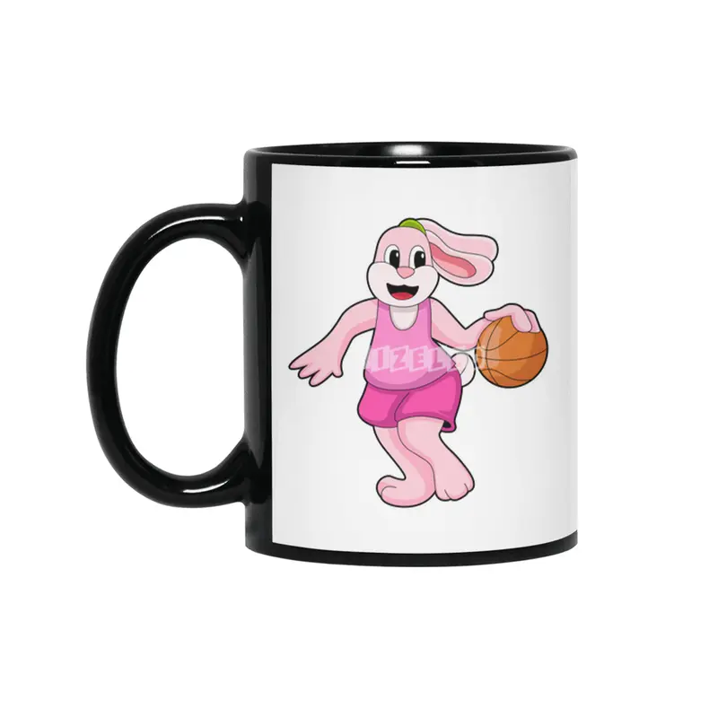 Rabbit at Basketball Sports Siyah Kupa