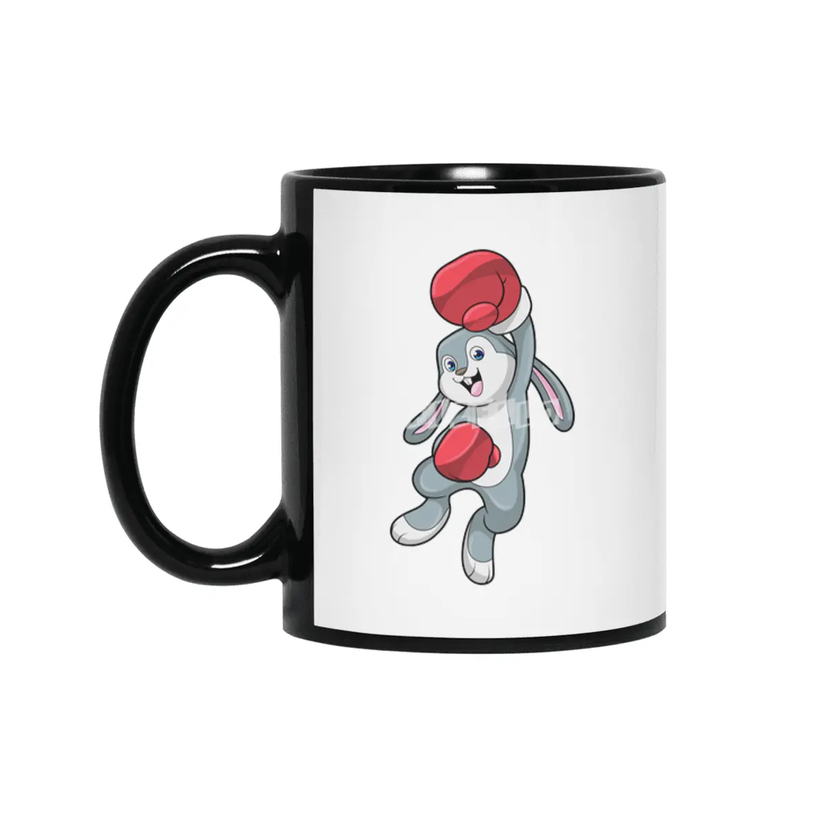 Rabbit at Boxing with Boxing gloves Siyah Kupa