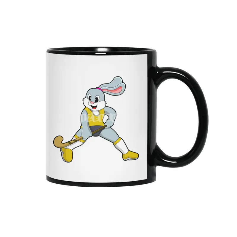 Rabbit at Hockey with Hockey bat Siyah Kupa