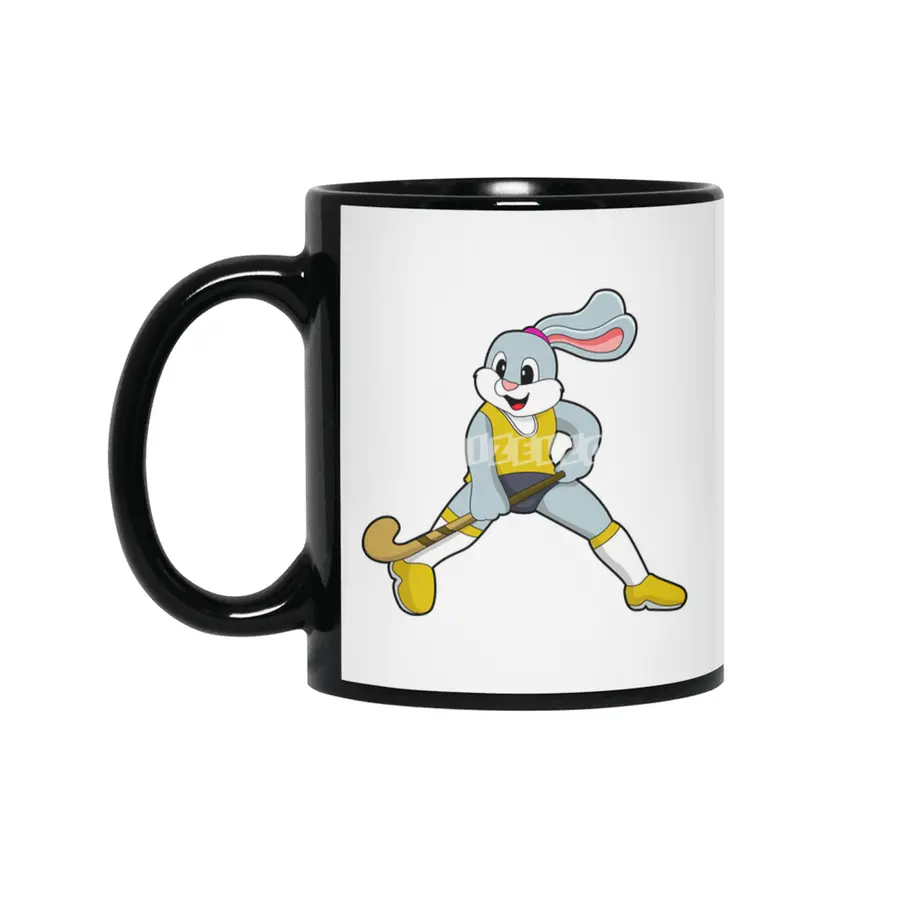 Rabbit at Hockey with Hockey bat Siyah Kupa