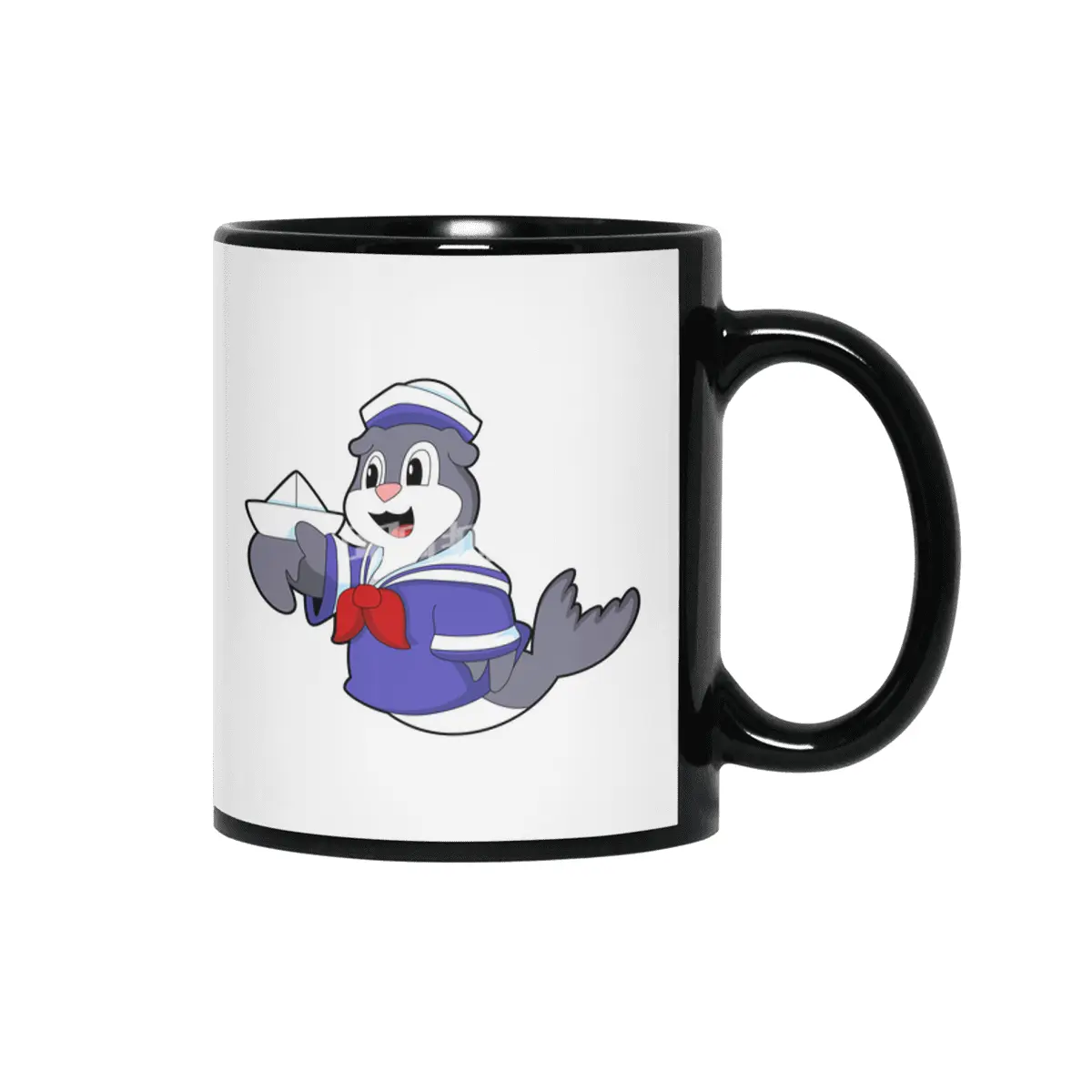 Seal as Sailor with Boat Siyah Kupa