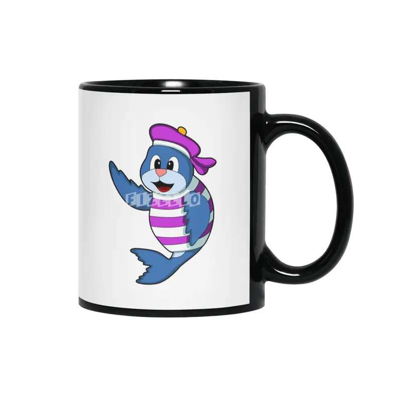 Seal as Sailor with Hat Siyah Kupa