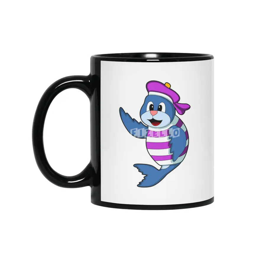 Seal as Sailor with Hat Siyah Kupa