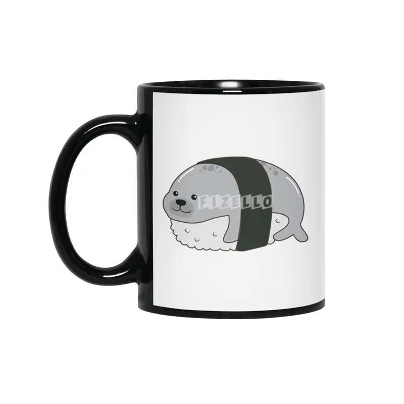 Seal as Sushi Siyah Kupa