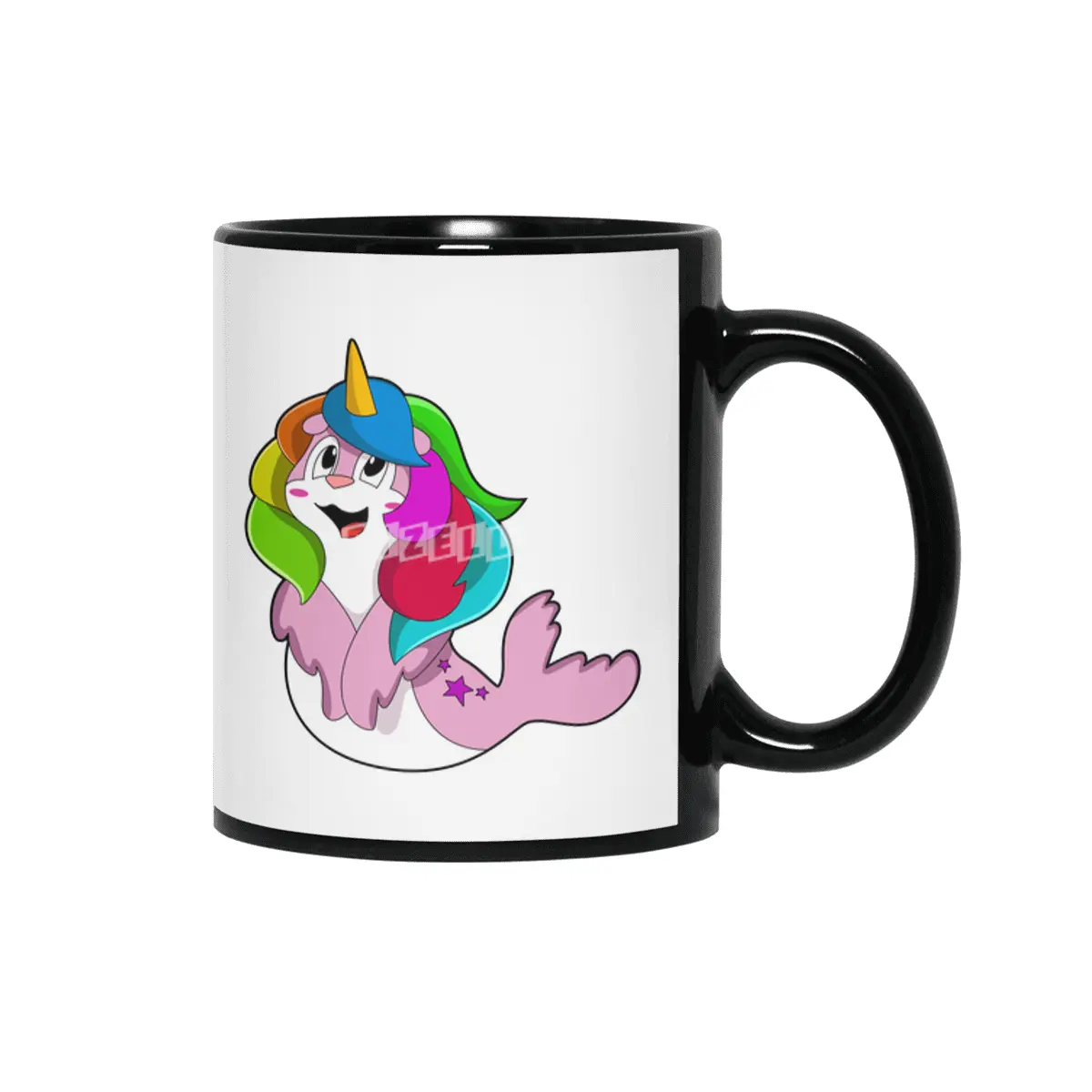 Seal as Unicorn Siyah Kupa