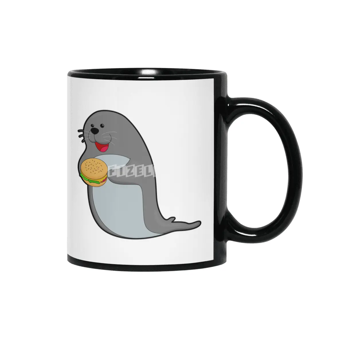 Seal at Eating with Burger Siyah Kupa