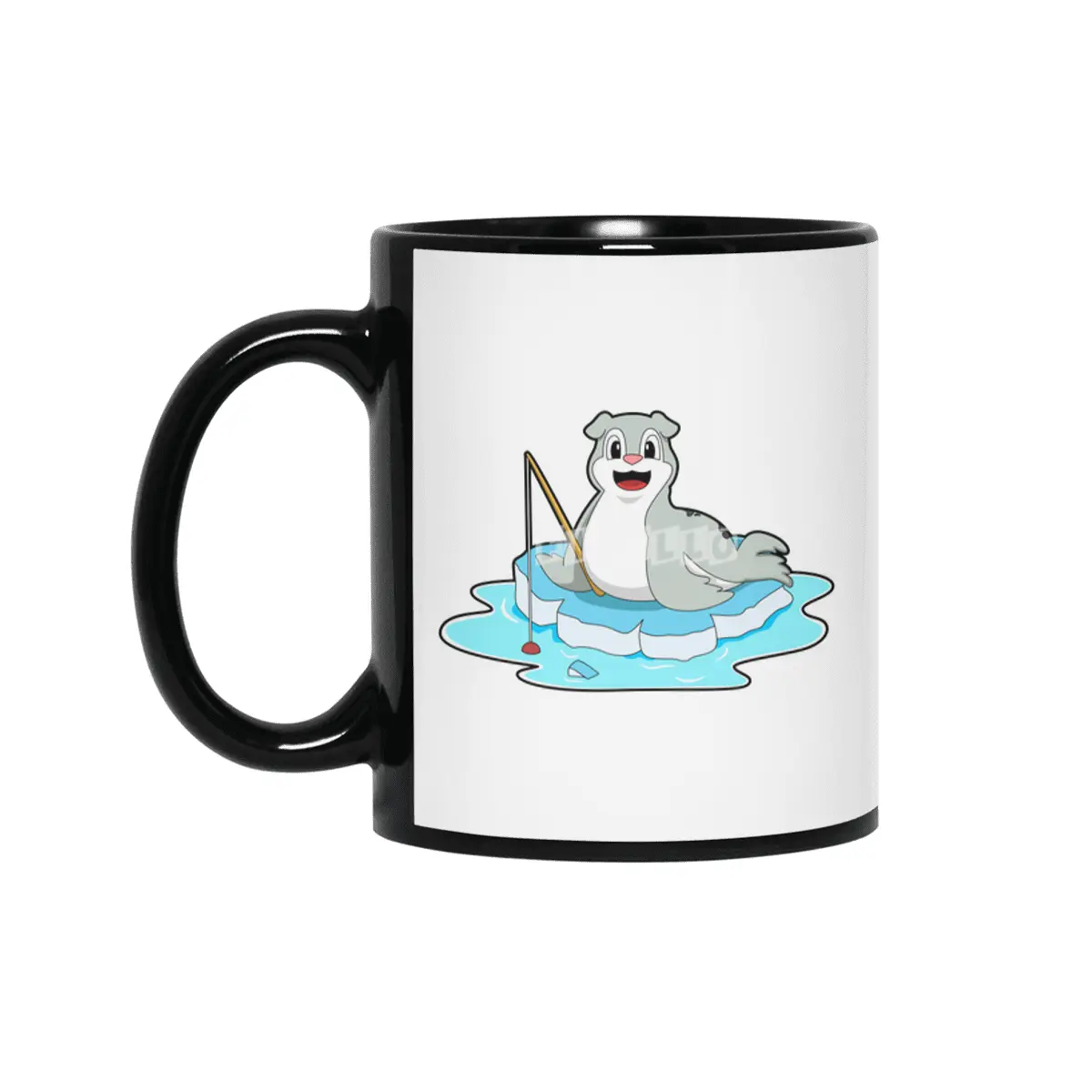 Seal at Fishing with Fishing rod Siyah Kupa