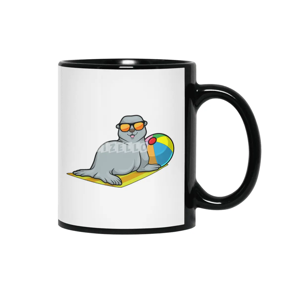 Seal at Sunbathing with Water polo & Sunglasses Siyah Kupa