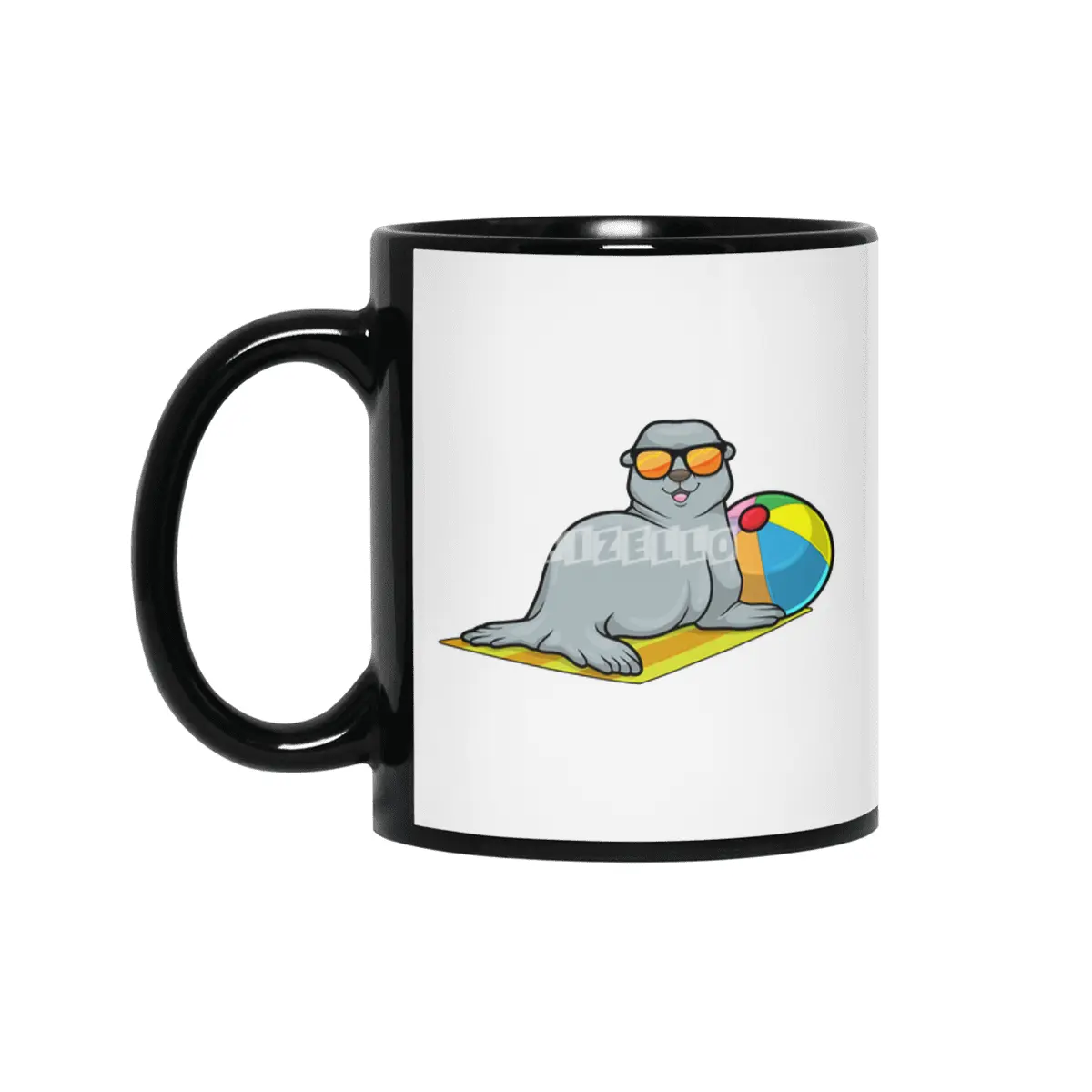 Seal at Sunbathing with Water polo & Sunglasses Siyah Kupa