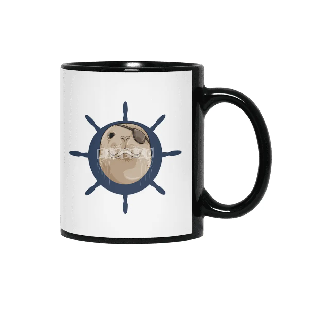 Seal with Ship rudder Siyah Kupa