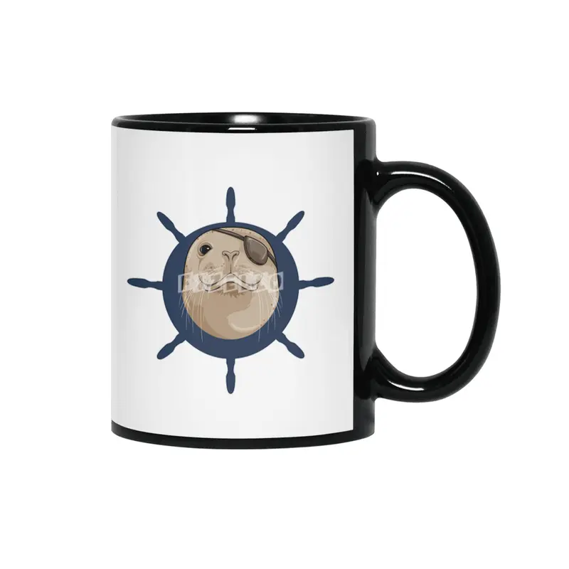 Seal with Ship rudder Siyah Kupa