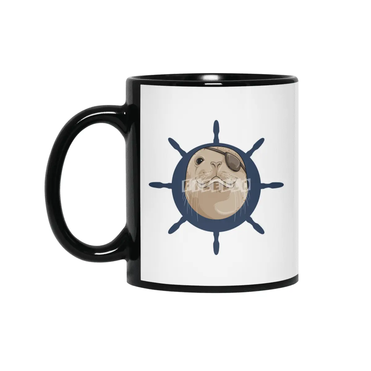 Seal with Ship rudder Siyah Kupa