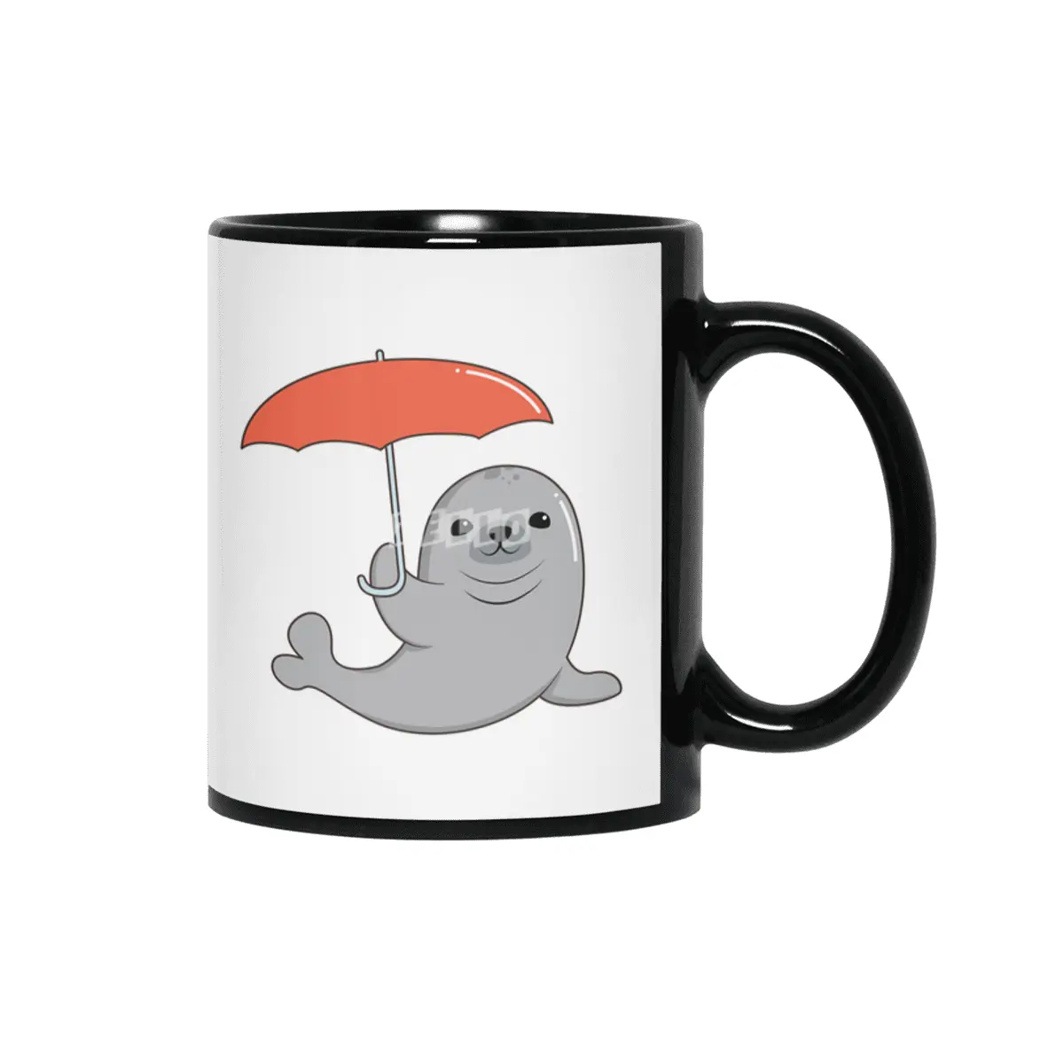 Seal with Umbrella Siyah Kupa