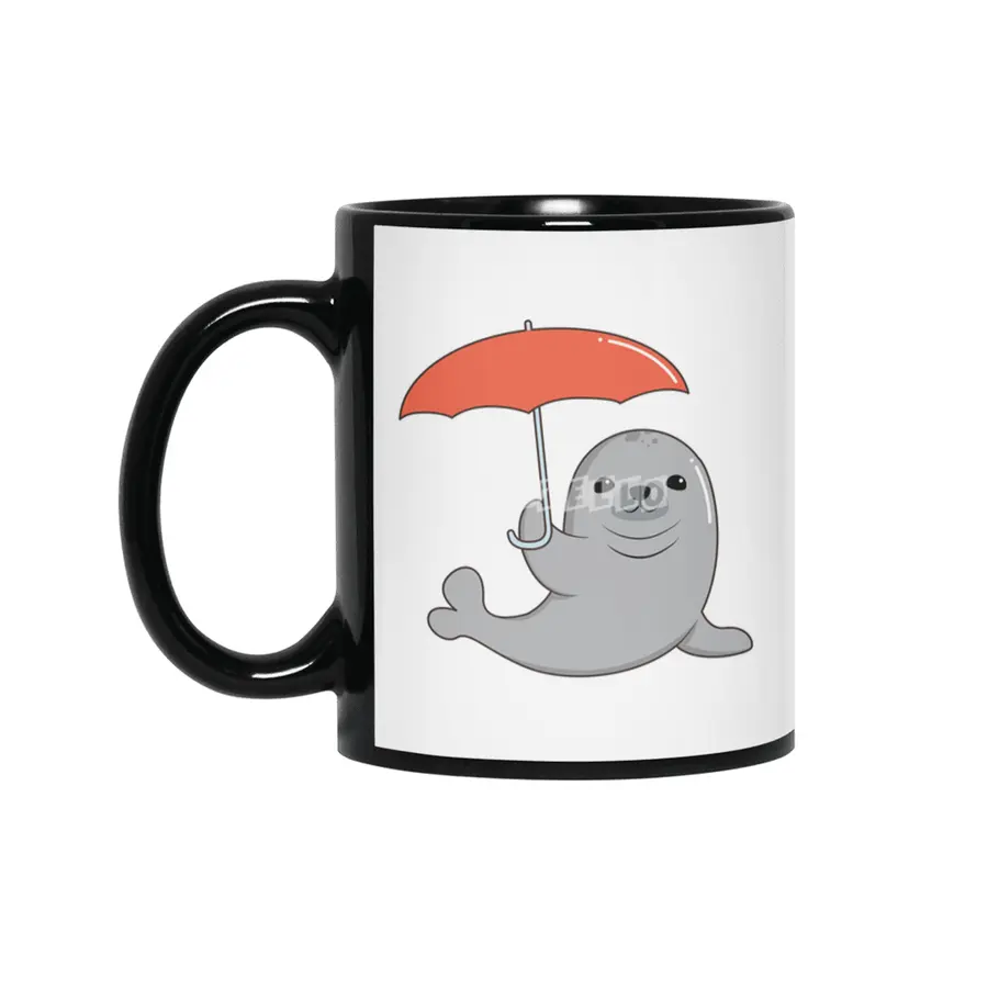Seal with Umbrella Siyah Kupa
