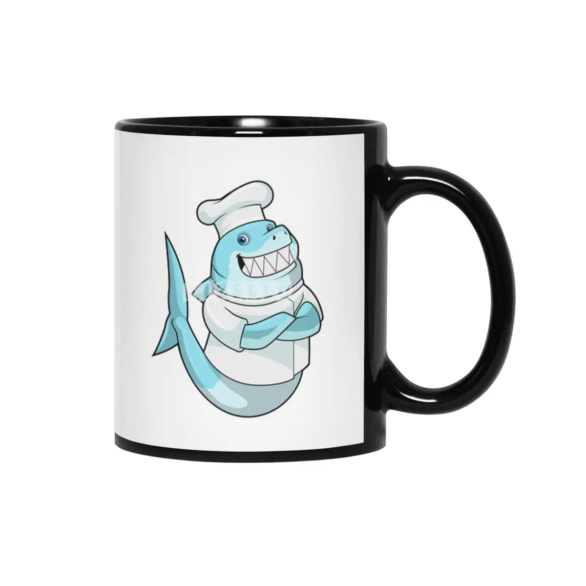 Shark as Chef with Cooking apron Siyah Kupa